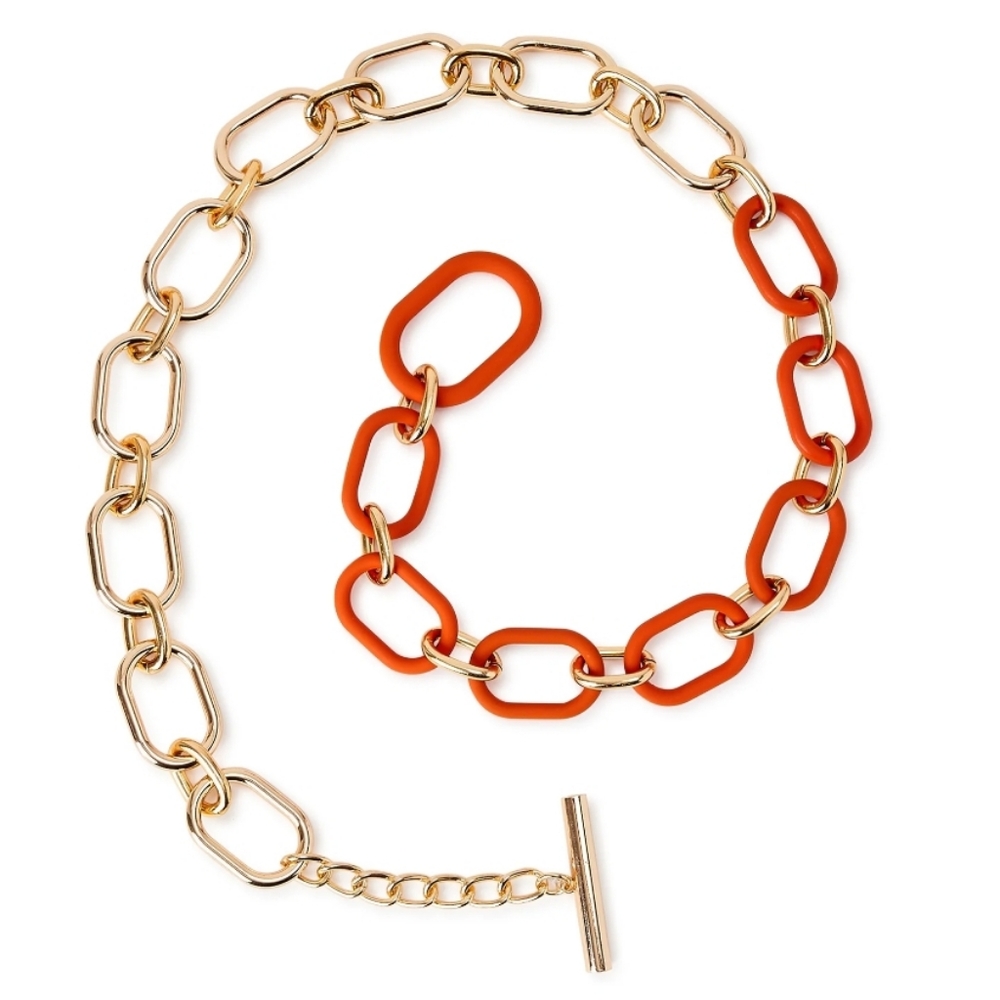 BELT Chunky Chain Link Gold and Orange NWT by SCOOP🔥🔥